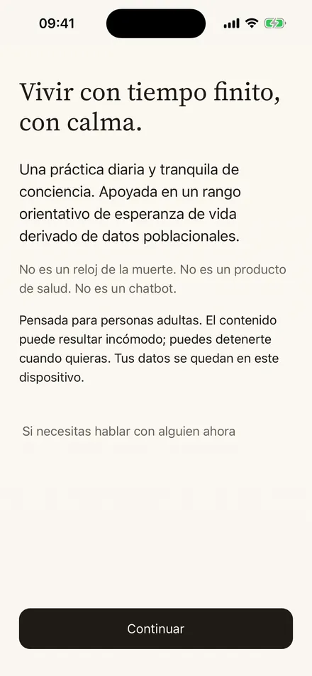 Bienvenida: vivir con tiempo finito, con calma