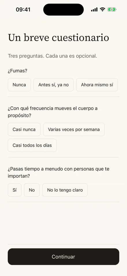Breve cuestionario que estima los domingos vividos y restantes