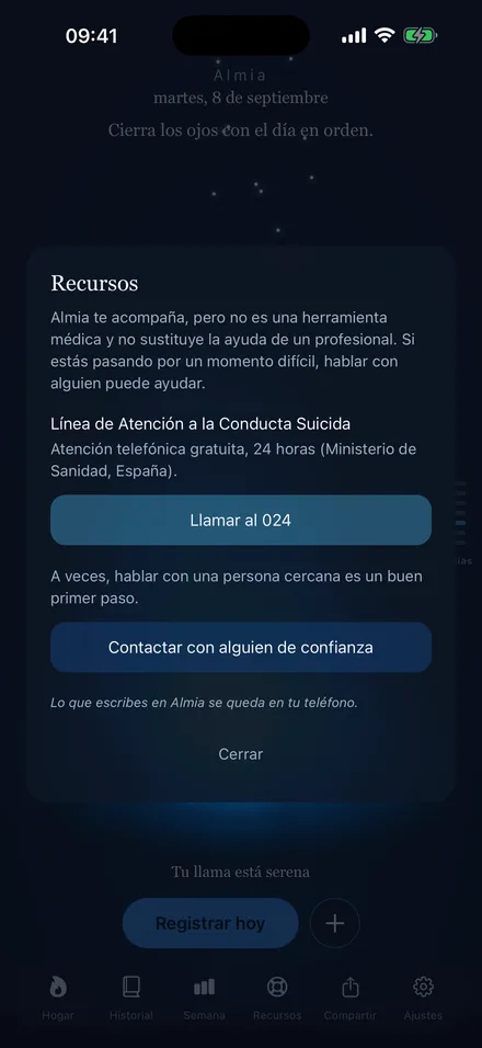 Recursos de ayuda, incluida la línea 024 de crisis (España)