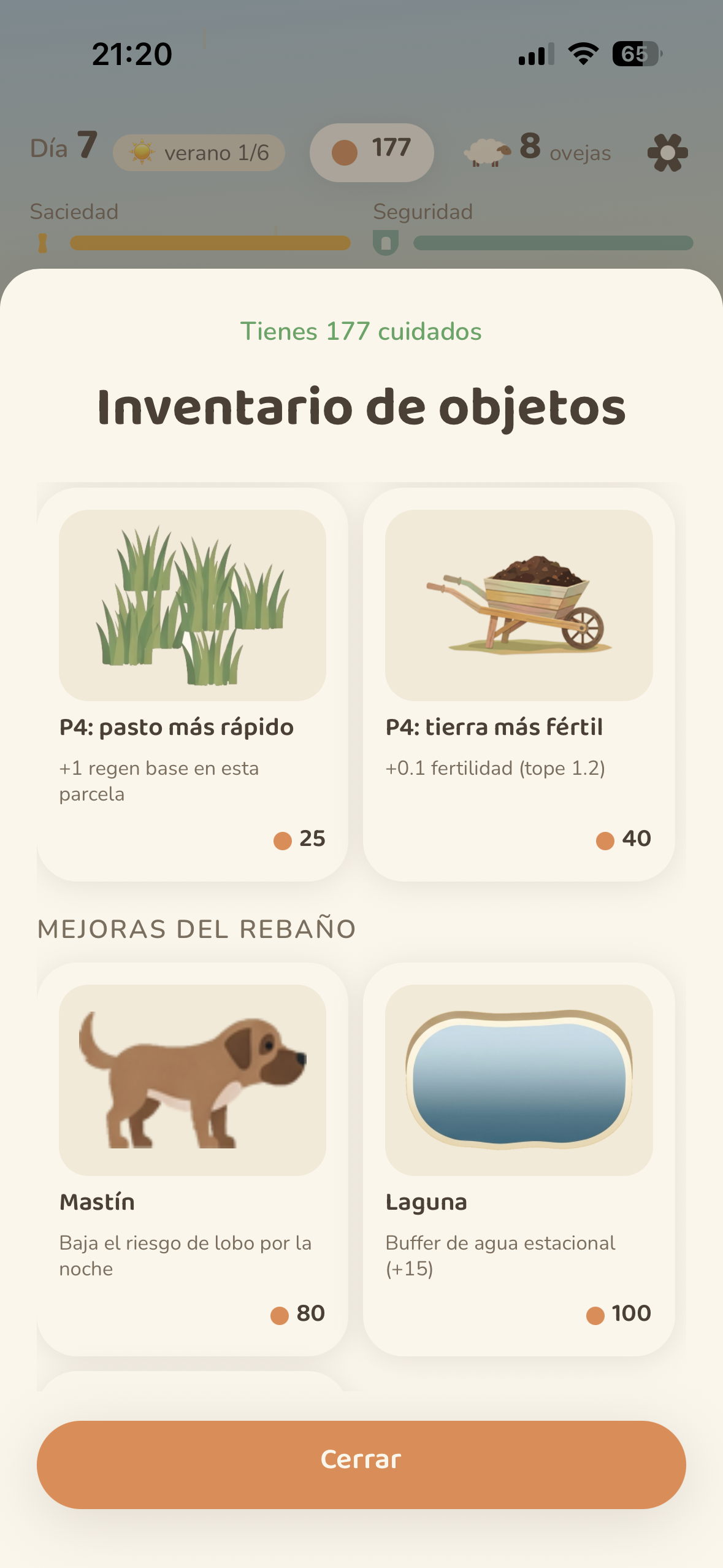 Inventario de mejoras del rebaño: mastín y laguna